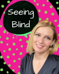 Seeing Blind logo with host Cindy.